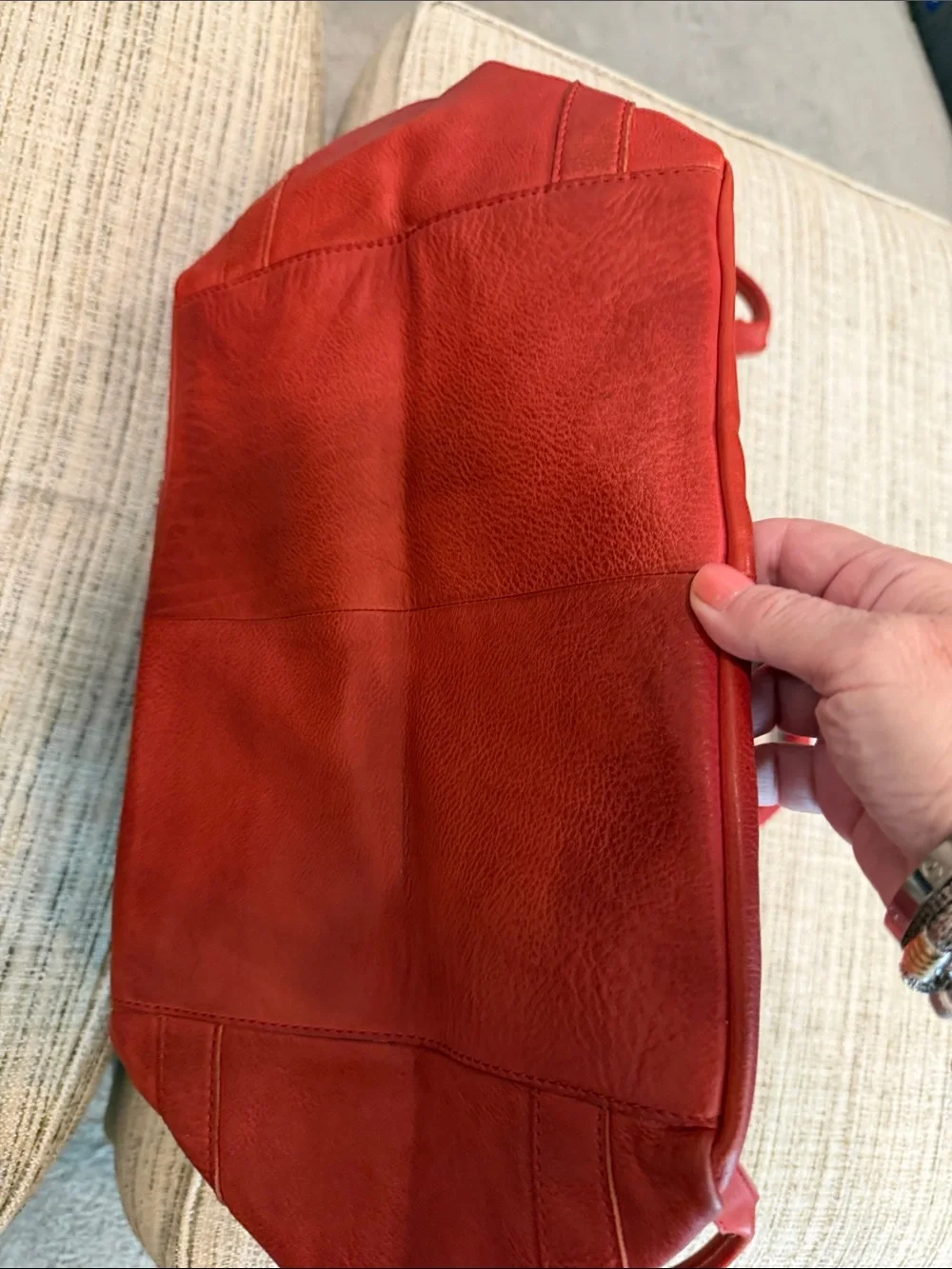 Women’s Free People Red Leather Distressed Shoulder Bag - Stylish Everyday Tote